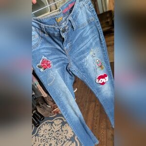 Lee Girls Light Blue Skinny Jeans with Fun Patches